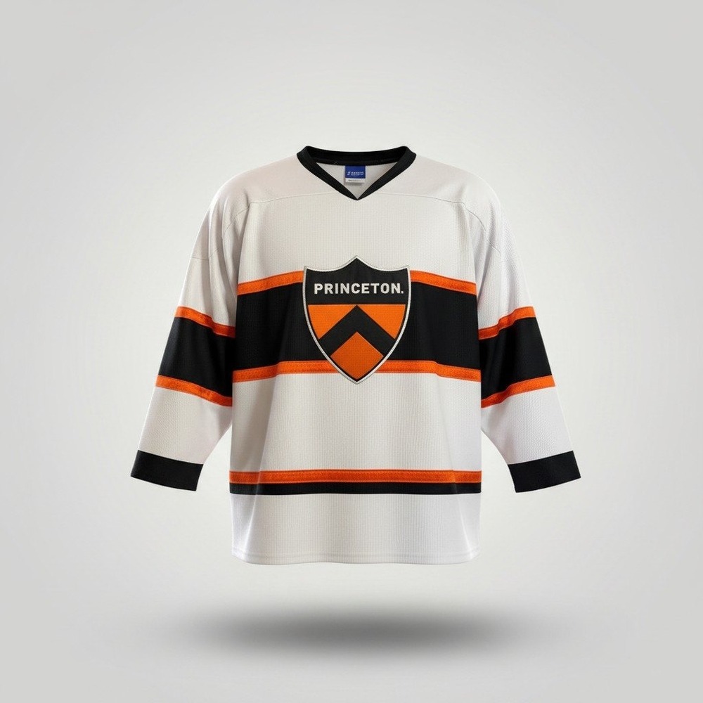 Champion Hockey NCAA Jersey Men Large White Princeton Tigers Ivy League Vintage